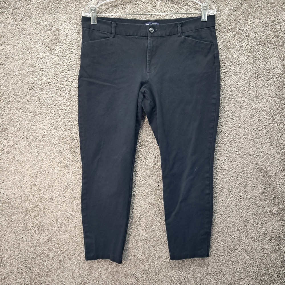 Gap Womens Black Slim City Crop Pants Mid Rise Stretch Chino Trousers Size 12R